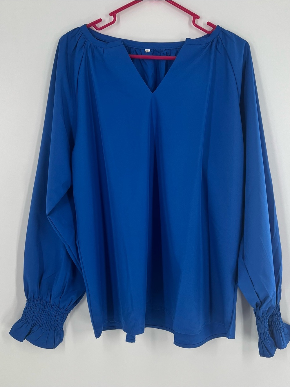 Women’s Blue V-Neck Long Sleeve Blouse XXL